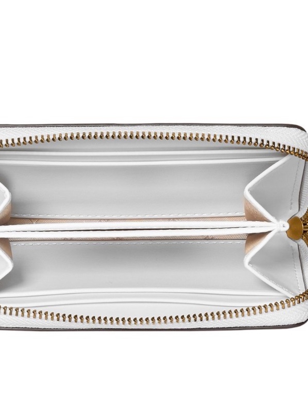 Michael Kors White Zip-Around Wallet with Gold Hardware